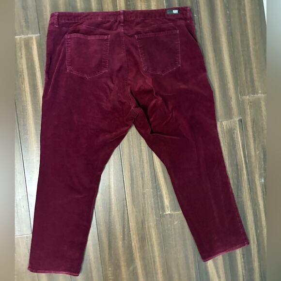 Plus Sz 22W Kut from the Kloth Maroon Burgundy Corduroy Pants High Waist Rise - Picture 9 of 9